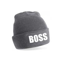 Bellatio Decorations wintermuts - Boss - grijs - voor volwassenen - Wintersport - cadeau muts