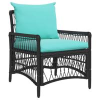 Tuinstoel met kussen Zwart 73 x 61 x 77 cm poly rattan