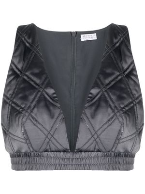 Brunello Cucinelli haut crop à design matelassé - Gris