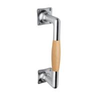 De Oude Deurklink Handgreep 185mm vierkant rozet mat nikkel/eikenhout