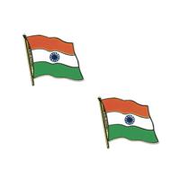 Pin speldje broche - 2x - Vlag India - 20 mm - blazer revers pin - landen decoraties - thumbnail