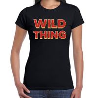 Wild Thing fun tekst t-shirt zwart met 3D effect voor dames - thumbnail