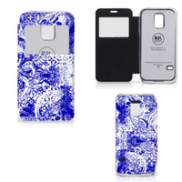 Telefoonhoesje met Naam Samsung Galaxy S5 Mini Angel Skull Blauw - thumbnail