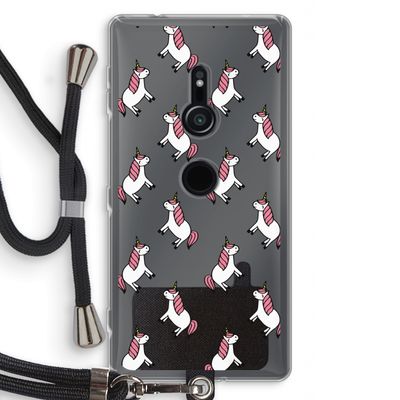Eenhoorns overal: Sony Xperia XZ2 Transparant Hoesje met koord