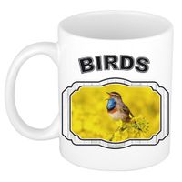 Dieren blauwborst vogel beker - birds/ vogels mok wit 300 ml     -