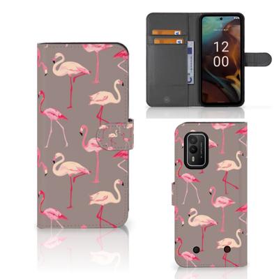 Nokia XR21 | Telefoonhoesje | Met pasjeshouder | Flamingo