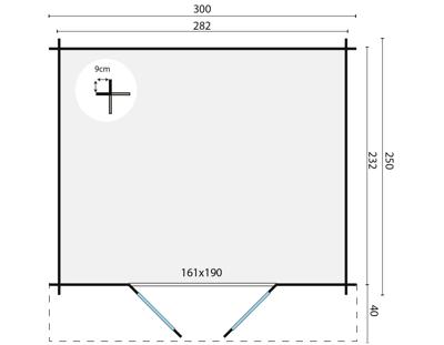 Blokhut - Tuinhuis Bjarni | 28 mm | groen geïmpregneerd