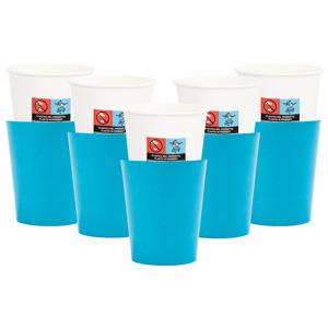 Feestbekers met hoesjes - 40x - turquoise blauw - papier - 250ml