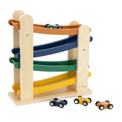Trixie houten autobaan met 4 auto&apos;s