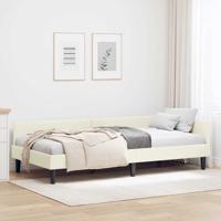 Hoekbedframe Crme 100 x 200 cm Velvet en Engineered hout