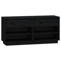 The Living Store Schoenenkast - Massief Grenenhout - 110 x 34 x 52 cm - Zwart