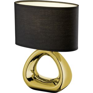 LED Tafellamp - Tafelverlichting - Trion Gizo - E27 Fitting - Rond - Mat Goud - Keramiek