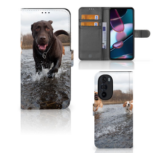 Motorola Edge 30 Pro Telefoonhoesje met Pasjes Honden Labrador