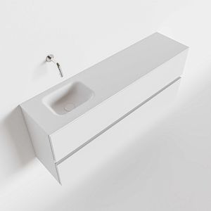 Toiletmeubel Mondiaz Ada | 120 cm | Meubelkleur Talc | Lex wastafel Talc Links | Zonder kraangat