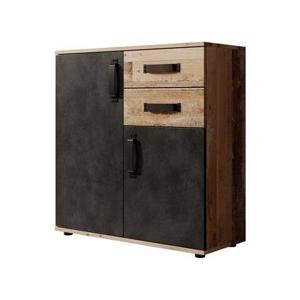 Meubella Dressoir Montreal - Grijs - Old wood - 80 cm