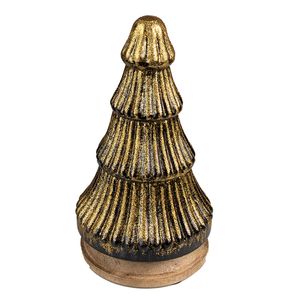 HAES DECO - Decoratieve Kerstboom Ø 13x24 cm - Goudkleurig - Kerstversiering, Kerstdecoratie