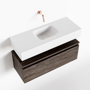 Toiletmeubel Mondiaz Andor | 80 cm | Meubelkleur Dark brown | Lex vrijhangend wastafel Talc Midden | Zonder kraangat