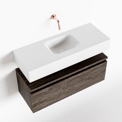 Toiletmeubel Mondiaz Andor | 80 cm | Meubelkleur Dark brown | Lex vrijhangend wastafel Talc Midden | Zonder kraangat