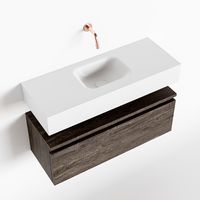 Toiletmeubel Mondiaz Andor | 80 cm | Meubelkleur Dark brown | Lex vrijhangend wastafel Talc Midden | Zonder kraangat