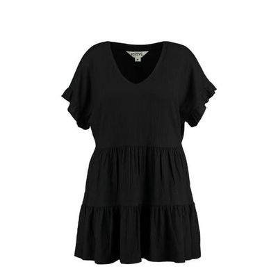 MS Mode tuniek met volant zwart MS Mode tuniek met volant zwart