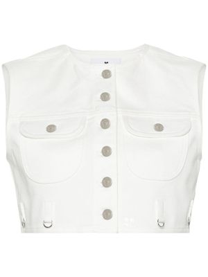 Courrèges gilet en jean à coupe crop - Blanc