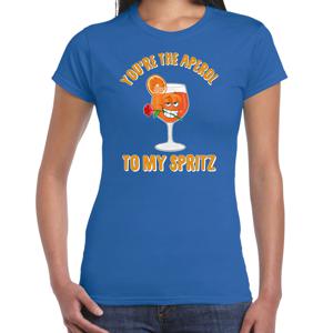 Apres ski t-shirt voor dames - aperol to my spritz - blauw - apres ski/wintersport - skien