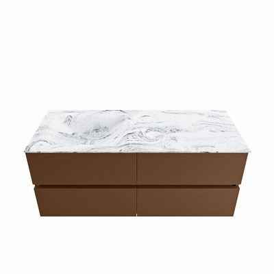 MONDIAZ VICA-DLUX 120cm badmeubel onderkast Rust 4 lades. Inbouw wastafel CLOUD links 1 kraangat, kleur Glace.