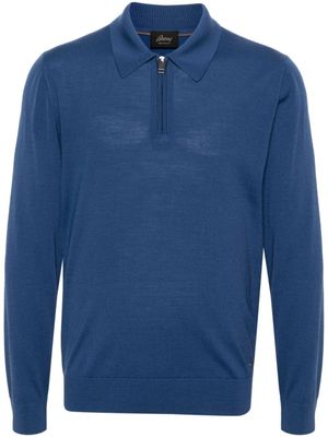 Brioni polo en laine à fermeture zippée - Bleu
