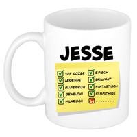 Naam mok Jesse - wit - top gozer - keramiek - 300 ml - cadeau collega beker