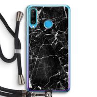 Zwart Marmer 2: Huawei P30 Lite Transparant Hoesje met koord