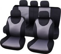 Carpoint stoelhoezenset London uni polyester zwart/grijs 9 delig - thumbnail