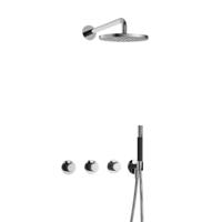 Hotbath Cobber - Inbouw Regendoucheset - Chroom - 2 Stopkranen - Thermostatisch - Wandarm 40 cm - Hoofddouche 200 mm - Staafhanddouche - Waterbesparend