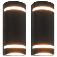 VidaXL Buitenwandlampen 2 st 35 w halfrond zwart VidaXL Buitenwandlampen 2 st 35 w halfrond zwart