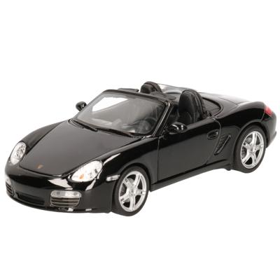 Modelauto - Porsche Boxster S Cabriolet 2012 - zwart - 18 cm -schaal 1:24 - speelgoedauto