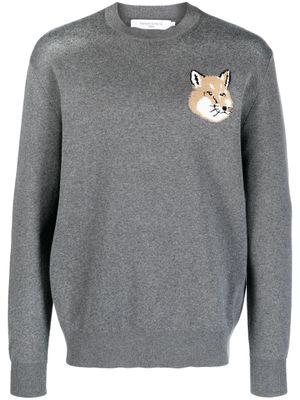 Maison Kitsuné pull en coton à motif Fox - Gris