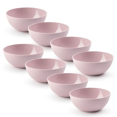 Kommetjes/schaaltjes - 8x stuks - dessert/ontbijt - kunststof - D17 x H7 cm - roze