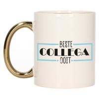 Cadeau mok voor collega - beste collega ooit - blauw/goud - keramiek - 300 ml