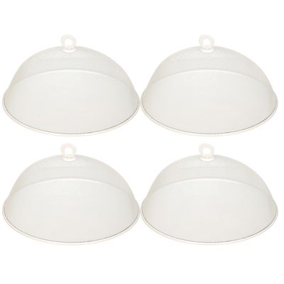 4x stuks metalen vliegenkap/voedselkap wit rond 35 cm
