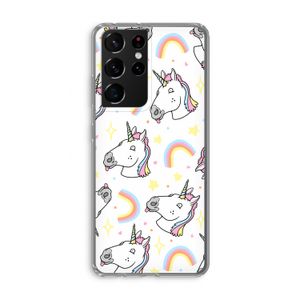 Rainbow Unicorn: Samsung Galaxy S21 Ultra Transparant Hoesje
