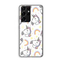 Rainbow Unicorn: Samsung Galaxy S21 Ultra Transparant Hoesje