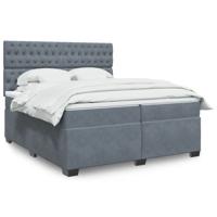 Boxspring met matras fluweel donkergrijs 200x200 cm