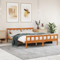 Bedframe zonder matras massief grenenhout wasbruin 150x200 cm