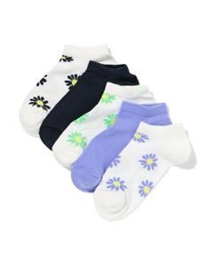 HEMA Dames Enkelsokken Bloemen - 5 Paar Wit (wit)