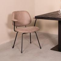 LABEL51 Eetkamerstoel Rivano - Taupe - Micro Suede - Zwart Metalen Frame