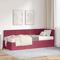 Hoekbedframe met matras Wijnrood 80 x 200 cm Fluweel
