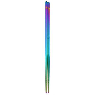 1 paar RVS servies kleurrijke herbruikbare metalen eetstokjes servies lengte: 23cm (Multicolor)