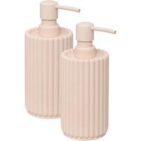 5five Zeeppompje/zeepdispenser - 2x - Roman - lichtroze - 350 ml