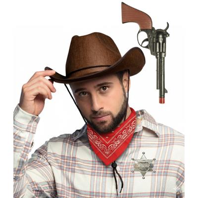 Western cowboy verkleed set - 4-delig - sherriff - wilde westen - volwassenen