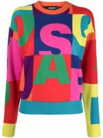 Dsquared2 Trui met logo intarsia - Rood - thumbnail