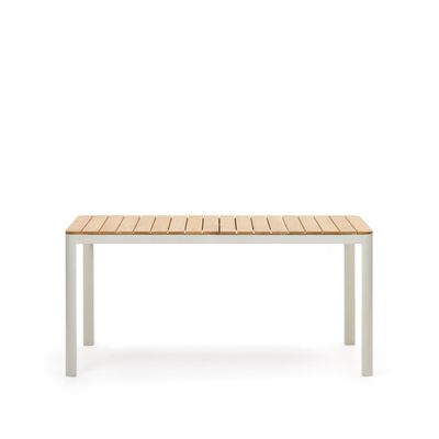 Kave Home Bona tuintafel 160x90 cm teak hout Wit